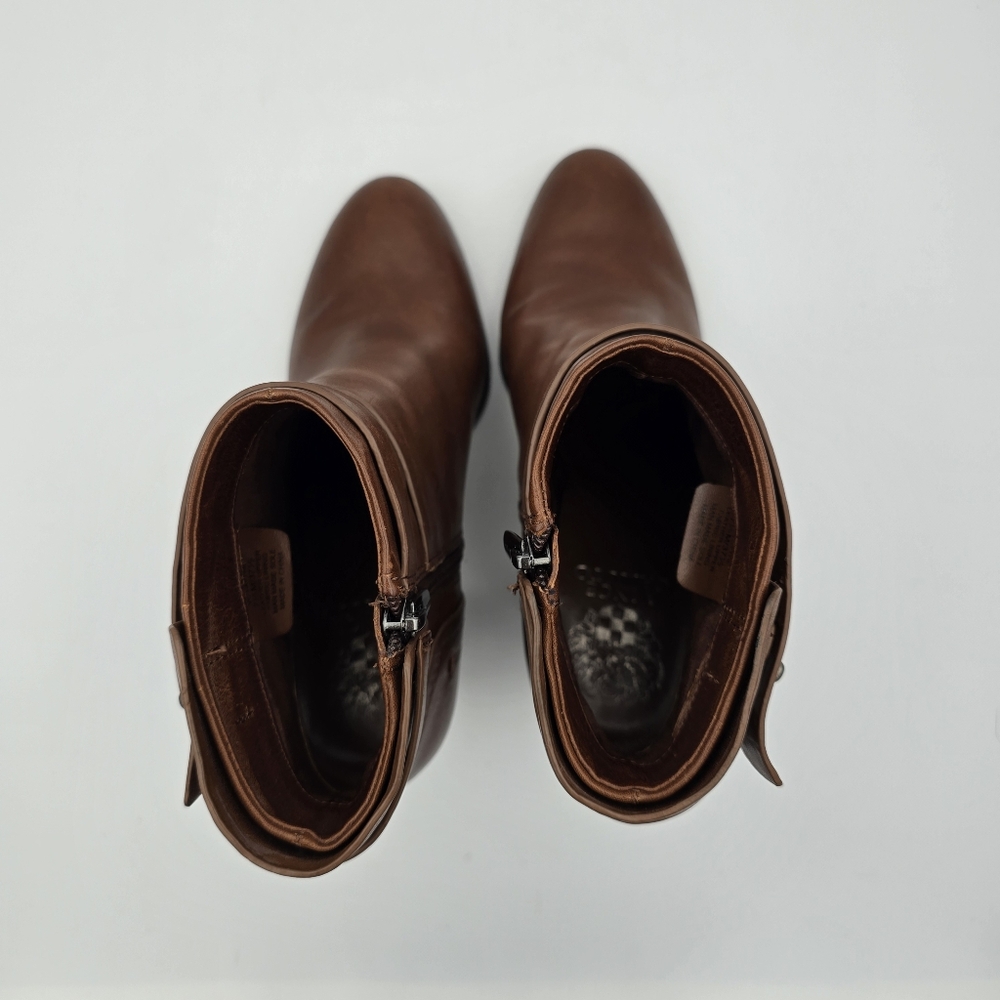 Like-New Vince Camuto Faythe Layered Heeled Ankle Booties, Brown, Women's 7.5M - Picture 11 of 16